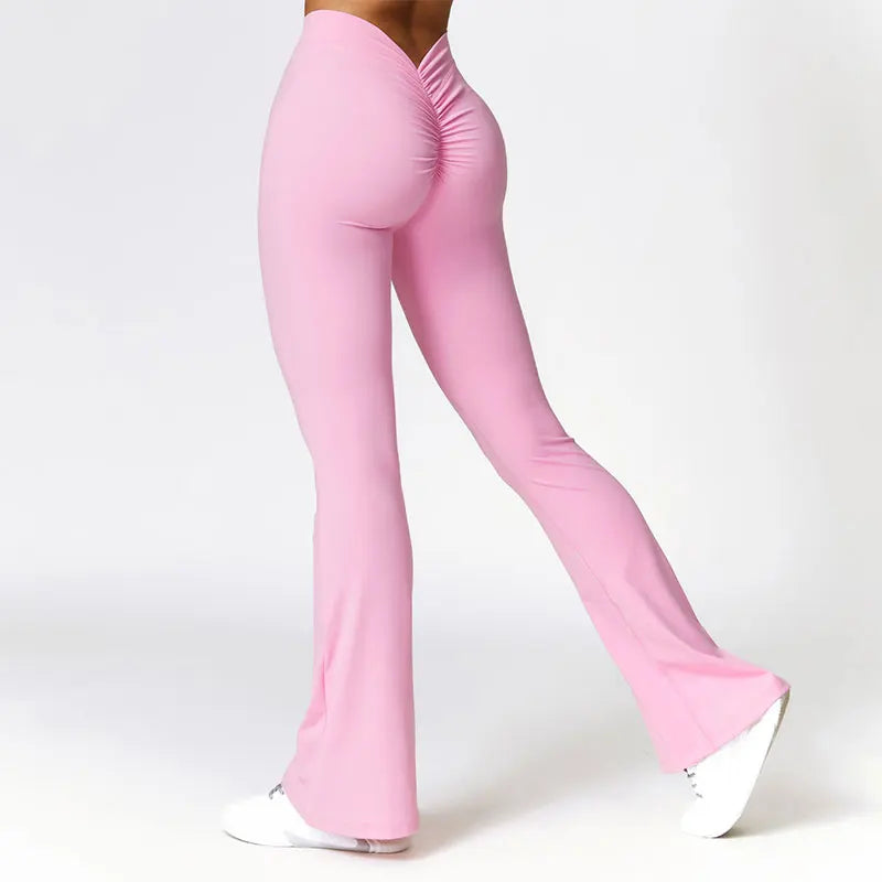 Calça Feminina de Cintura Alta Modelo Flare com Cós em Formato V