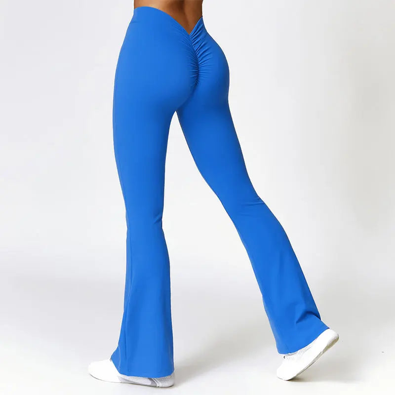 Calça Feminina de Cintura Alta Modelo Flare com Cós em Formato V