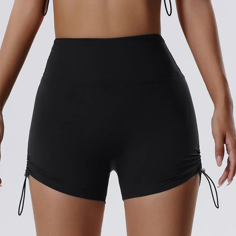 Short Feminino de Cintura Alta com Detalhe Elástico Lateral