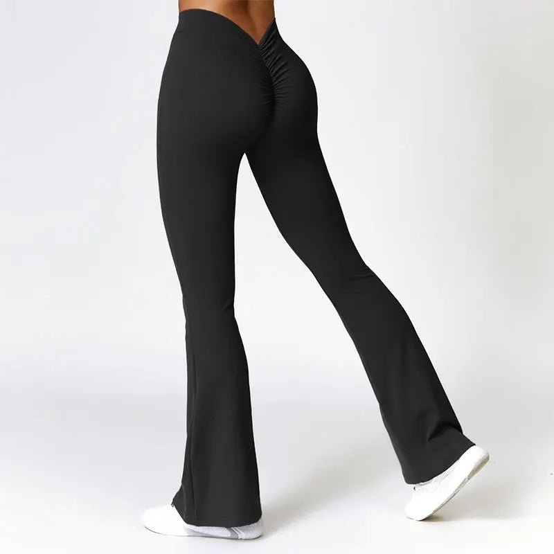 Calça Feminina de Cintura Alta Modelo Flare com Cós em Formato V