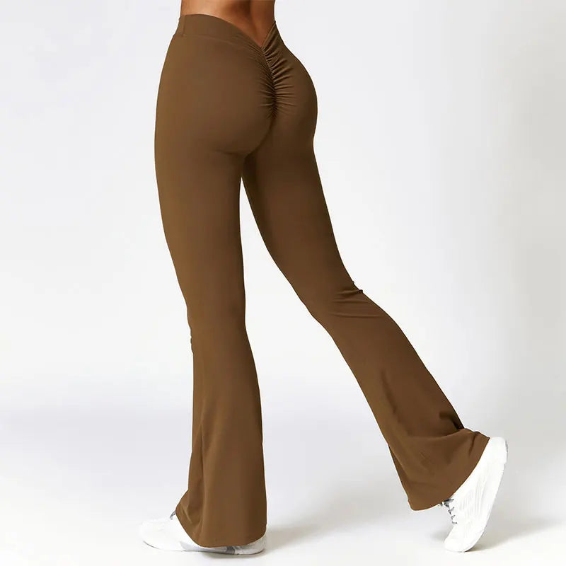 Calça Feminina de Cintura Alta Modelo Flare com Cós em Formato V